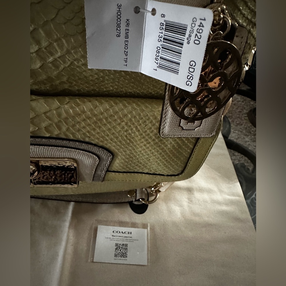 COACH ❤️ Kristin Embossed Metallic Python Large Tote Bag~STYLE #14920~NWT - Picture 3 of 15